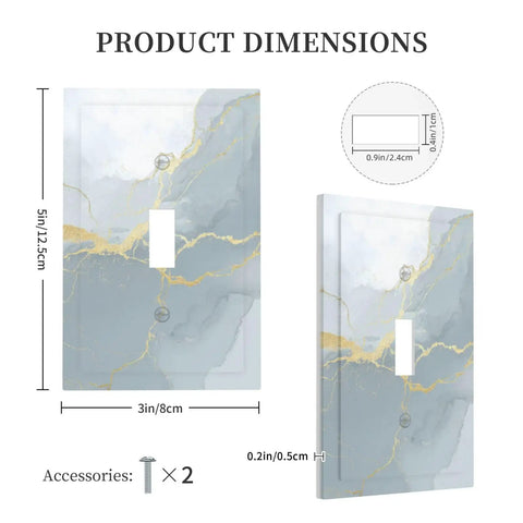 Totally Dope Grey And Gold Marble Single Toggle Switch Cover Plate With Bold Abstract Patterns Durable Plastic Wall Decor dimensions 5x3 inches.
