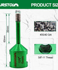 Kurstol 11 Piece Diamond Tile Hole Saw Kit With Beveling Bit And Cutting Disc For Porcelain Ceramic Granite Marble Heavy Duty Vacuum Brazed Core Drill Bits Easy To Use, 60mm height drill with 6mm bit.