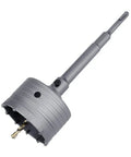 Built Like A Tank 4 Inch Concrete Hole Saw With 220mm Sds Plus Shank Rod Featuring Heavy Duty Alloy Steel Construction and Center Pilot Bit.