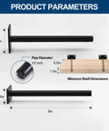 Diagram showing 12 Pack 6 Inch Black Solid Steel Floating Shelf Brackets Hidden Concealed Shelf Supports with measurements and shelf placement.