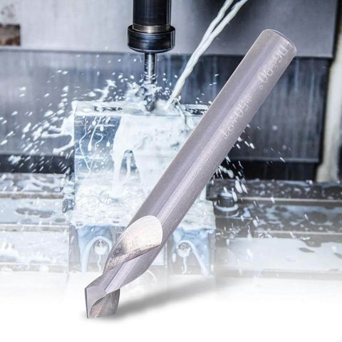HRC 55 tungsten steel spot drill bit, gray metal tool for metal, wood, plastic (front view)