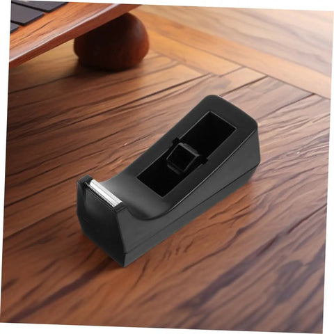 Six Station Blue Desktop Tape Dispenser Set With Six Premium Adhesive Rolls For Legit Heavy Duty Packing Smooth Desk Organization And No Sweat Sealing Top Shelf Workspace Solution in black on wood desk.