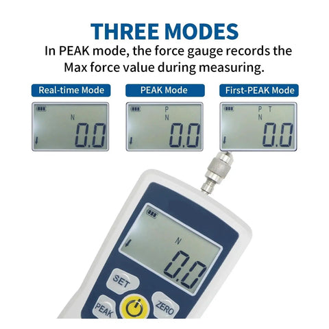 Push And Pull Force Tester Portable Dynamometer With High Precision Load Measurement For Compression And Tension, Multi Unit Display Newton Kilogram Pound And Ounce, Adjustable Acceleration Setting For Accurate Readouts 20N; handheld unit with three modes