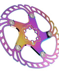 High End Mountain Bike Brake Discs And Rotor Pads 203mm Five Bolt Mount with rainbow finish for enhanced braking performance.