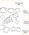 C Clip Assortment Kit Stainless Steel 200 Pcs M10 To M20 Internal And External Snap Rings 304 Stainless 10 Sizes For Auto Machinery And DIY Projects Great For Mechanics, 304 stainless steel snap rings
