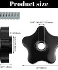 Heavy Duty 5/16 Black Star Knobs With Female Thread 4 Pack ergonomic wing nuts showcasing detailed dimensions and threaded insert.
