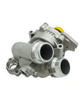 Front view of Aluminum Water Pump With Belt For 2.0T TSI Cars Like Audi A3 A4 TT Jetta Golf GTI Tiguan Eos Beetle CC Temperature Sensor Included