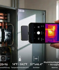 Grab And Go Portable Android Type C Thermal Camera 128 By 96 IR Resolution With Plug And Play Home Inspection Ready For HVAC Auto And Pet Detection Clear Thermal Imaging And Real Time Temperature Readouts aluminum alloy USB-C thermal camera on Android inspecting electrical panel