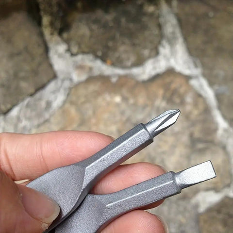 Two Piece Mini Pocket Screwdriver Set With Steel Phillips And Slotted Heads Portable Key Ring Repair Tool For Outdoor Camping