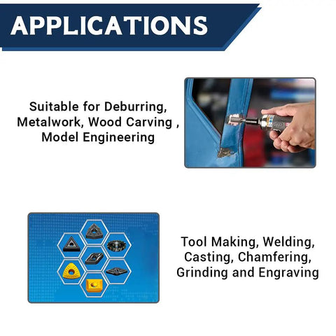 Applications of Heavy Duty Inverted Cone Tungsten Carbide Rotary Burr for High Speed Die Grinders in metalwork and wood carving.