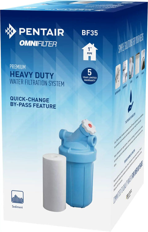 Heavy Duty Whole House Water Filtration System With 10 Inch Big Blue Housing, Bypass, RS18 Sediment Reduction Cartridge