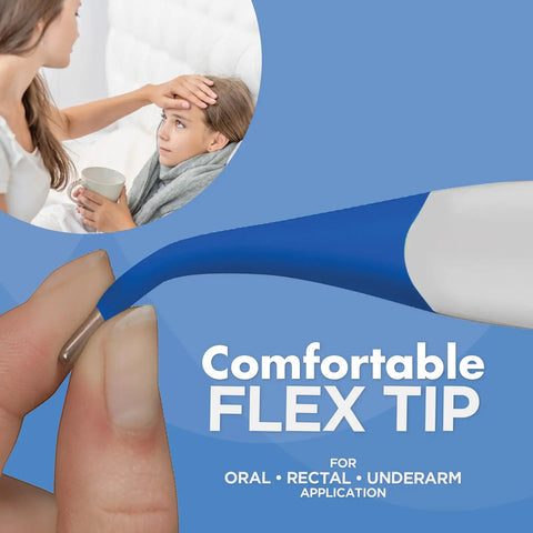 Fast Two-Second Flex Tip Digital Thermometer With Color Backlight For Oral, Rectal, And Underarm Readings, No-Fuss, Ultra-Precise And Quick Temp Check For Home Use, flex tip close-up