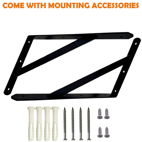 Black Shelf Bracket 18 Inch Heavy Duty 440 Pound Max Load Minimalist Rigid Bracket For Tables And Benches Sturdy Space Saving DIY Tool Kit Pack Of 2 For Home And Shop Use