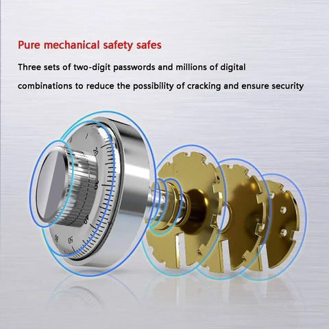 Close-up of mechanical lock components for Badass Full Steel Waterproof Security Cabinet Hella Fireproof Anti Theft Deposit Chest.