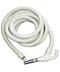 35ft Low Voltage Vacuum Hose With On Off Button Lock And 360 Degree Swivel Handle coiled on white background