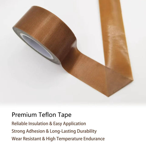 Roll of High Temp PTFE Teflon Tape For Heat Sealing And Impulse Sealers, Nonstick Adhesive Tape, Heat Resistant, 1 Inch by 33 Feet