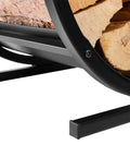 Close-up of Indoor Firewood Rack And Log Holder For Fireside, Sturdy Steel Construction With Powder Coating, logs stacked inside.