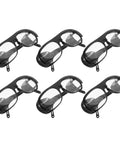 Tough As Nails Heavy Duty Welding Goggles Six Pack Plastic Safety Glasses, black lightweight frames with clear lenses.