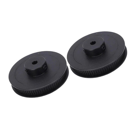 Two Industrial Grade Workhorse Aluminum Single Groove Web Sheave Pulleys with Six Millimeter Belt Width and Tough Black Coating