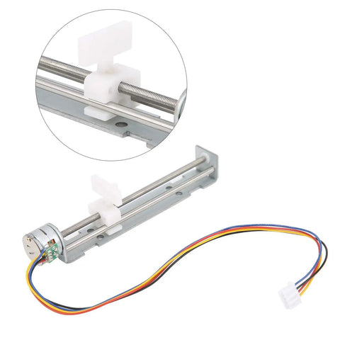 2 Phase 4 Wire Stepper Motor Linear Rail With 80mm Stroke Screw Actuator And Adjustable Slider showing motor, slider, and wiring details.