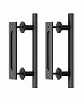 Sliding Barn Door Handle Hardware Two Sided Design In Black Carbon Steel With Brushed Stainless Steel 304 Pack Of Two