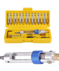 20Pcs Quick Change Drill Bit Set With Swivel Head Driver And Flip Drive, HSS High Speed Steel Bits, yellow box, close-up view