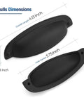 Dimensions of 10 Pack Matte Black Cup Pulls Three And Three Quarters Inch Hole Center Zinc Alloy Cabinet Handles for Drawers
