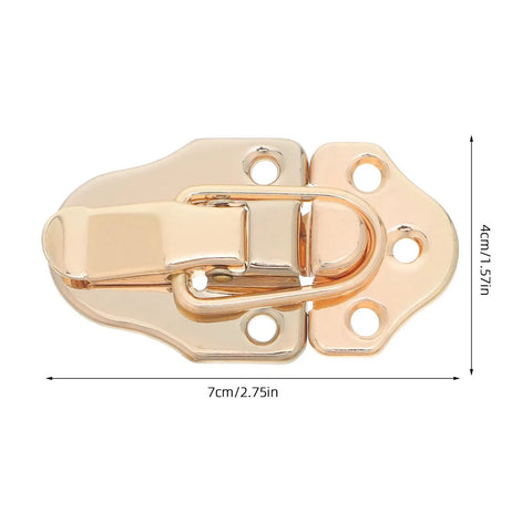 Duckbilled Toggle Buckle Hasp Latch Hardware for Wood Boxes Tool Chests and Jewelry Cabinets, golden metal clasp, 7x4cm size.