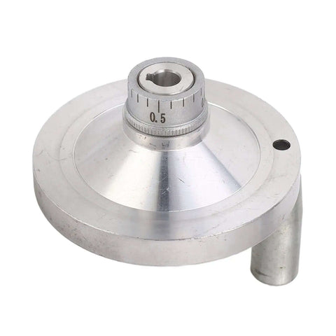 Aluminum Alloy Hand Wheel Crank With 0-1mm Scale, 80mm Diameter, showing precision scale detail and smooth boss level design.