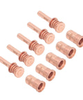 Solid Prime Kit For Plasma Cutter With 5 Brass Nozzles And Electrodes Fit PMX 30AIR Torch Replacement Parts showing brass nozzles.