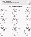 Size comparison chart for Dope Frosted Opal White Glass Lamp Shade Replacement Globe, 12 Inch Diameter, Neckless Top Opening.
