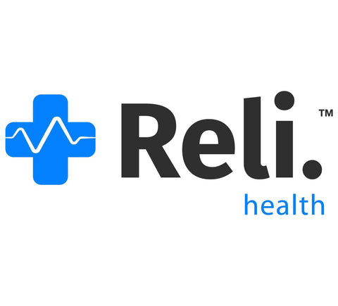 Reli Health logo with blue medical cross and EKG line