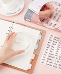Clear Calendar Date Number Stamps For Card Making And Bullet Journaling Premium Transparent Silicone Stamps shown in use with a planner.