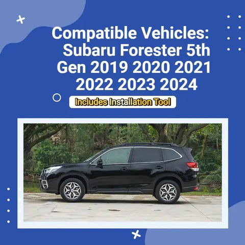 Side view of a black Subaru Forester 5th Gen compatible with Plug And Play Auto Start Stop Eliminator 2019-2024.