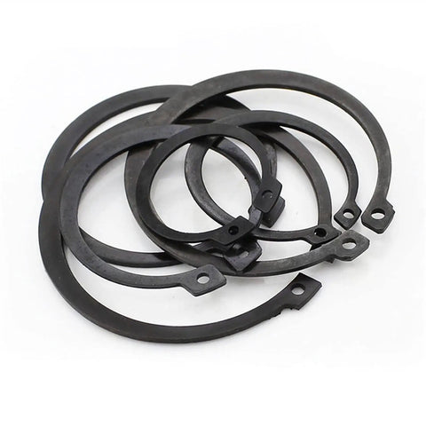 Built Tough 65 Manganese Steel Circlips For Shafts Heavy Duty Snap Ring Bearing Retainer and C Clip Washers, assortment of sizes.