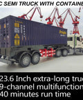 Nine Channel Remote Control Semi Truck With Trailer 24 Scale RC Container Carrier Toy For Kids Aged 3 To 8