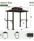 8x5 Ft Aluminum Grill Gazebo With Double Polycarbonate Top And Shelves Outdoor BBQ Canopy Hardtop For Backyard Lawn Or Patio