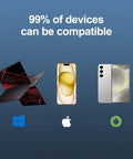 Compatibility graphic with laptop, smartphone icons for Pro Live Audio Mixer With Built In DSP Card For Streaming Podcasting And Gaming All In One DJ Mixer