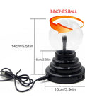 Touch Sensitive Plasma Ball Lamp Light Nebula Sphere Globe Toy USB Or Battery Powered 4 By 4 By 6 Inches showing dimensions