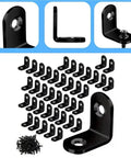 50 Pack Straight Up Tough Stainless Steel L Brackets Right Angle Heavy Duty Mounting Hardware With Screws For Wood Furniture Shelves And Wall Support Go To Reinforcement featuring various L brackets and screws.