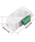 2 Pack No Brainer 12V-24V PIR Motion Sensor Switch for LED Light Strips Infrared Controller With Adjustable 1-10 Min Delay Auto On Off Motion Activated Sign Control 8 Meters Detection Range White, 76x35x20mm