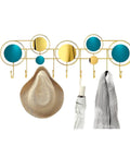 Built Different Wall Mounted Coat Hooks For Entryway with gold and teal design holding a hat and scarf.