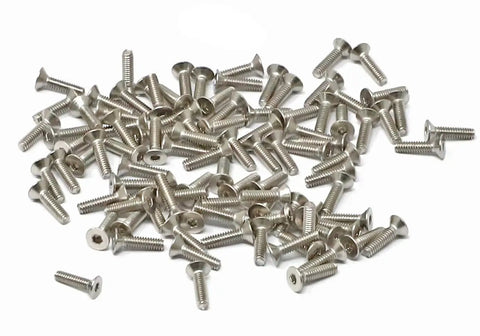 Badass M2 X 8Mm Stainless Steel Hex Socket Flat Head Countersunk Screw Bolts Bright Finish With Included Hex Key Spanner, screws in assorted arrangement.