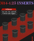 Eight M14-1.25 inserts for Two Valve Triton Spark Plug Thread Repair Kit with No Brainer System.