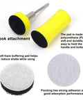 Get Ready To Rock Your Projects With This Massive 191PC Set Of Premium 1 Inch Wet Dry Sanding Discs Featuring Convenient Hook Loop Backing Pads For Serious Precision Grinding And Polishing Done Right - Close-up of yellow polyurethane hook attachment pads.
