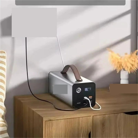 Rugged Portable Power Station With 200W Output for Trail Camping and Emergency Prep, compact design on wooden table.