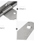 Close-up view of heavy-duty cabinet door hinges showcasing detailed metal construction and durability features.