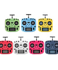 Boxer Crush EdgeTX 2.4G 16CH Transmitter With ExpressLRS RF System AG01 Hall Gimbals in assorted colors, front view.