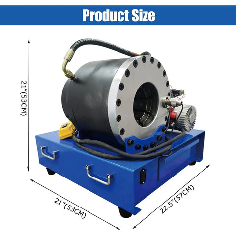 Shop Ready 12v Portable Electric Hydraulic Hose Crimping Machine With Ten Heavy Die Sets Quarter To Two Inch Range Three Hundred Ton Press For Grease Monkey Brake Line Swaps product size and dimensions display