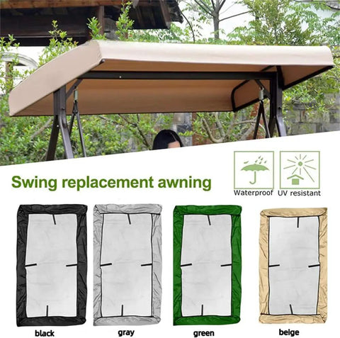 Outdoor Swing Canopy Replacement Cover For 3 Seater Universal Patio Swing Waterproof Top Cover Beige 84X48X7To9 Inches